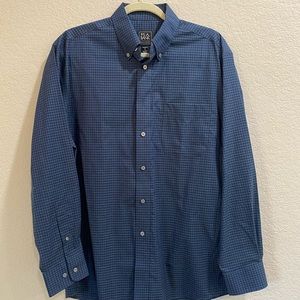Blue Plaid Joseph A Bank Traveller’s Collection Collared Shirt